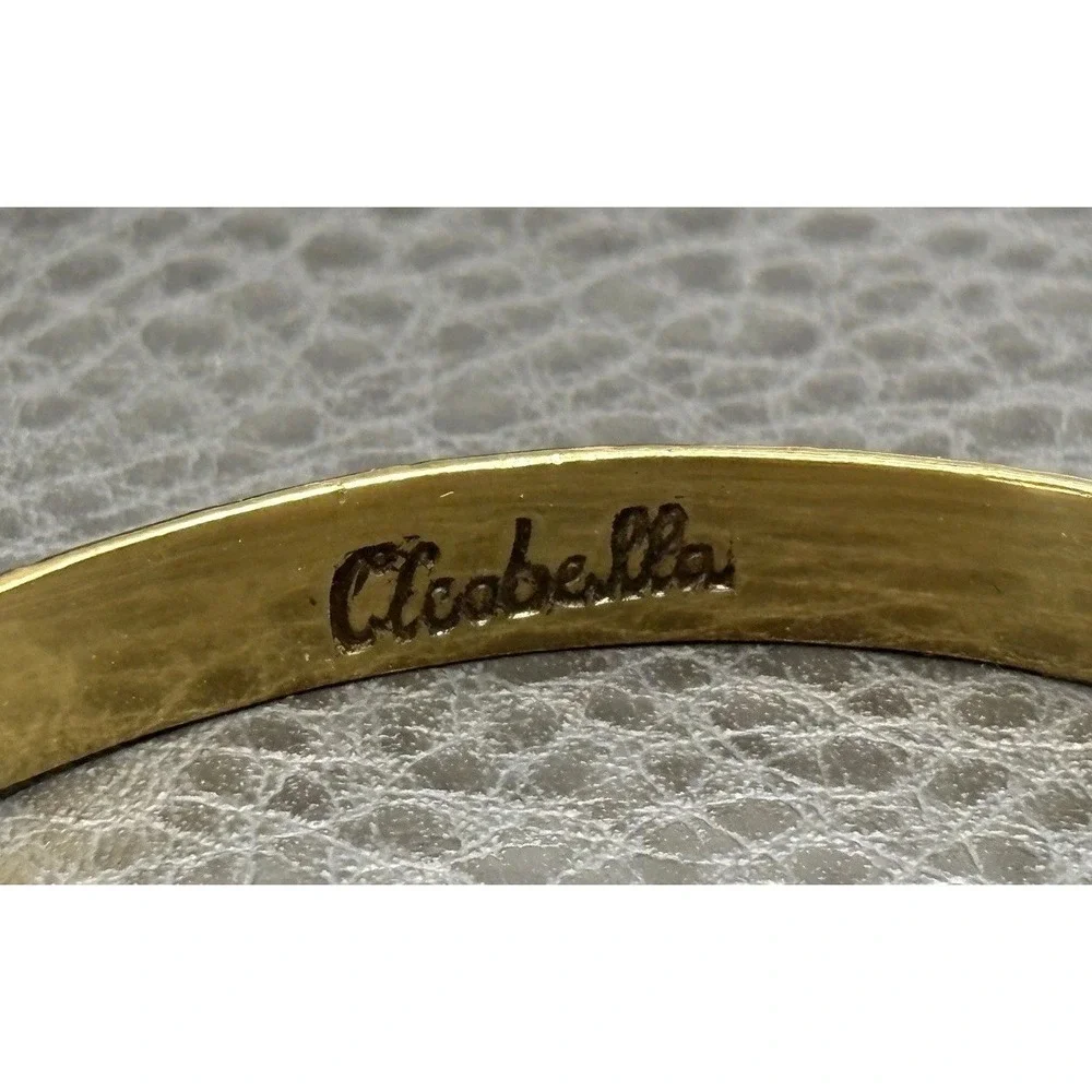 Cleobella Blue Turquoise Stone Mermaid Scale Pattern Cuff Bracelet 7.25